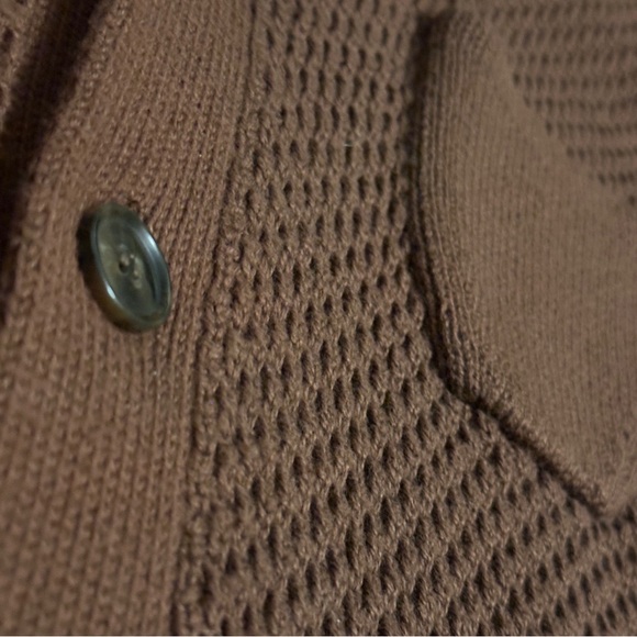 J. Crew Factory Mens Medium Brown Cowl
Neck Cotton Knit Cardigan Sweater - Picture 6 of 9